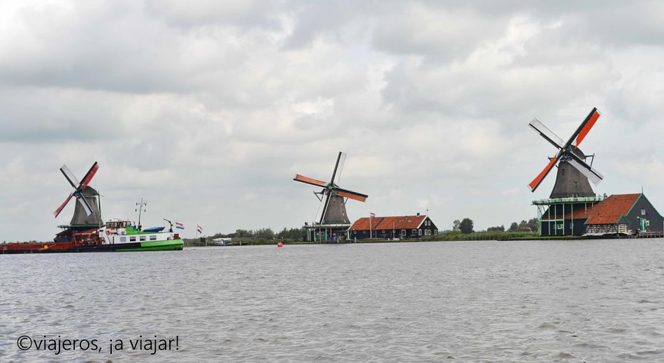Molinos Zaanse Schans vistos desde el crucero Molinos Zaanse Schans vistos desde el crucero